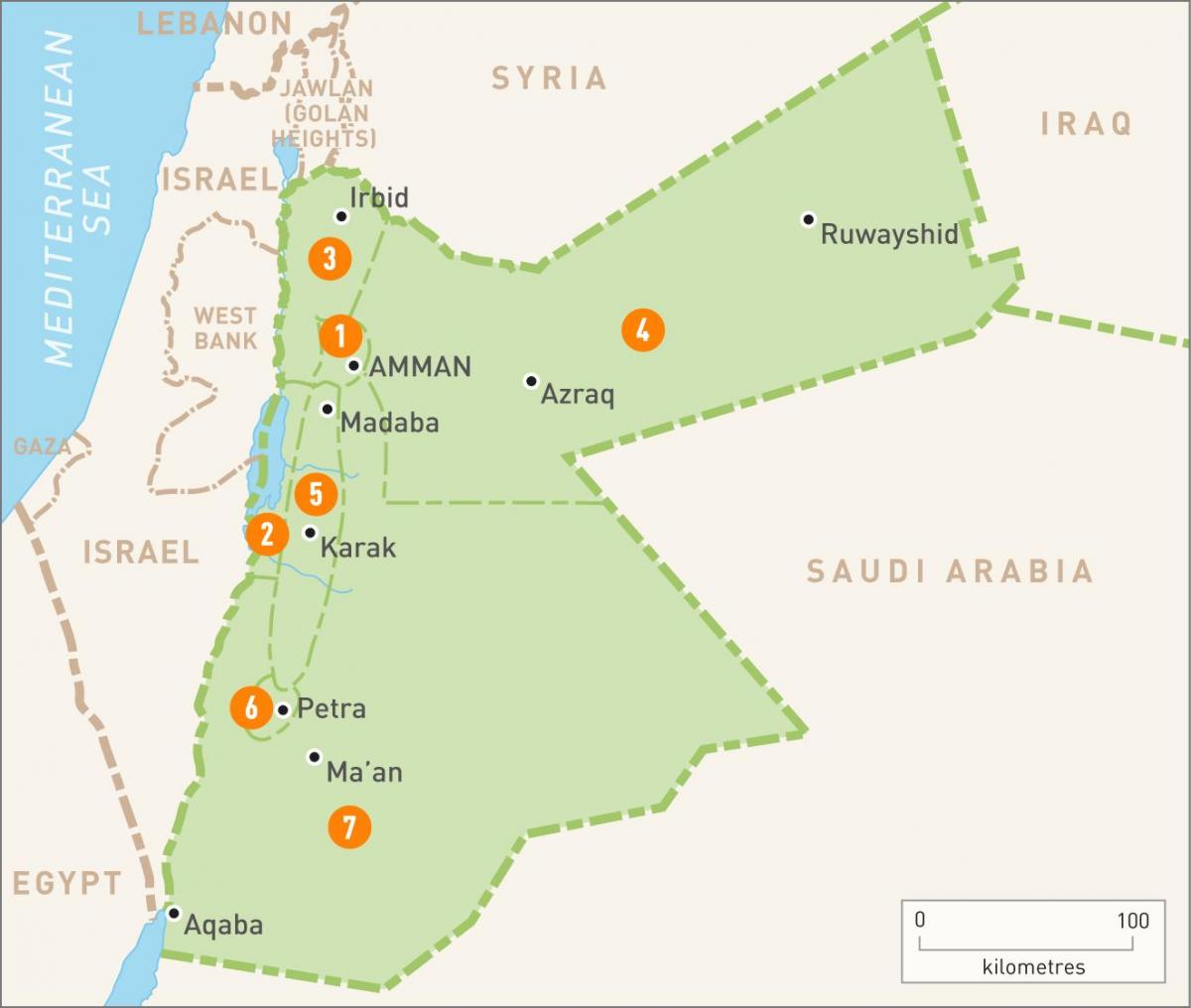 amman Jordanië op kaart