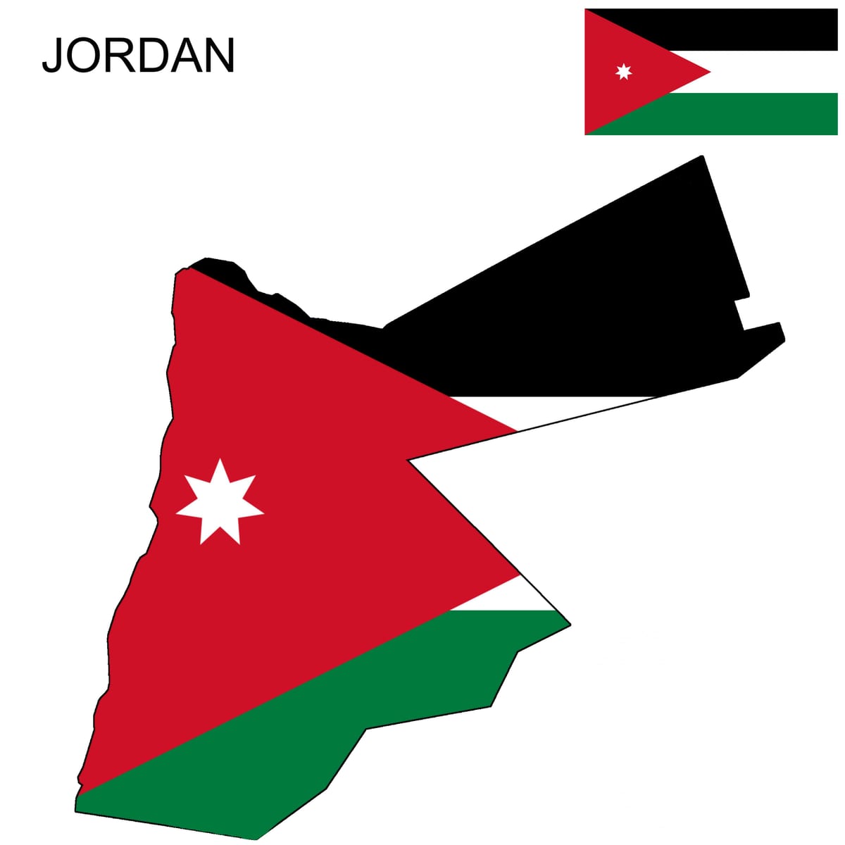 kaart van Jordanië de vlag van de kaart