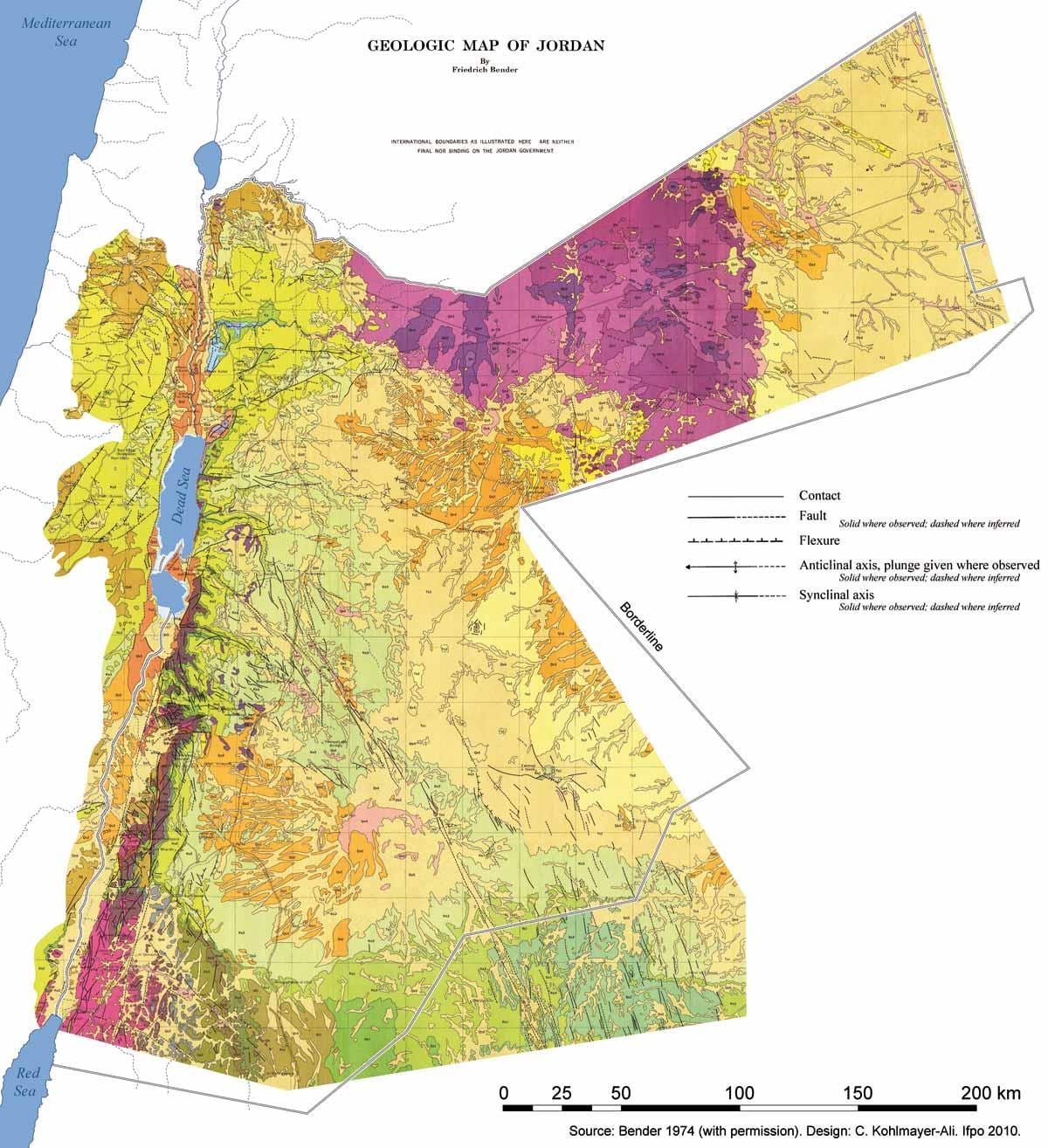 kaart van Jordanië geologie
