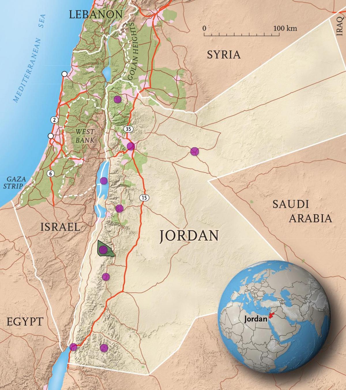 koninkrijk van Jordanië kaart