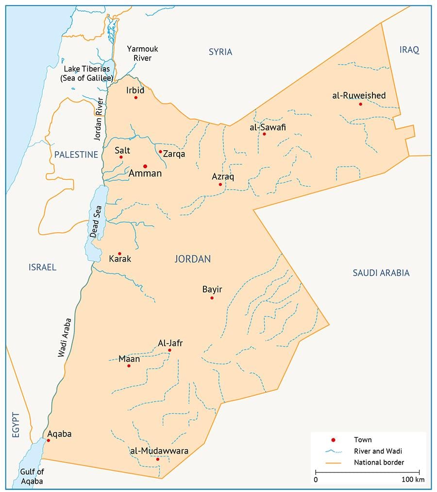 kaart van de universiteit van Jordanië
