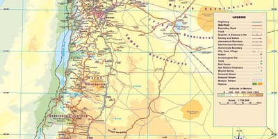 Kaart van fysieke kaart van Jordanië