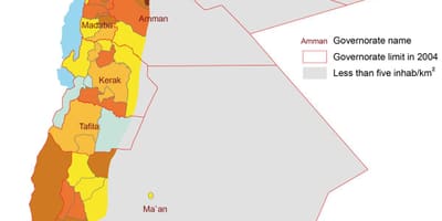 Kaart van Jordanië bevolking