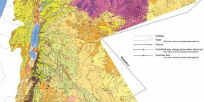 Kaart van Jordanië geologie
