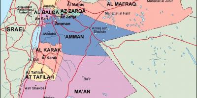 Kaart van Jordanië politieke